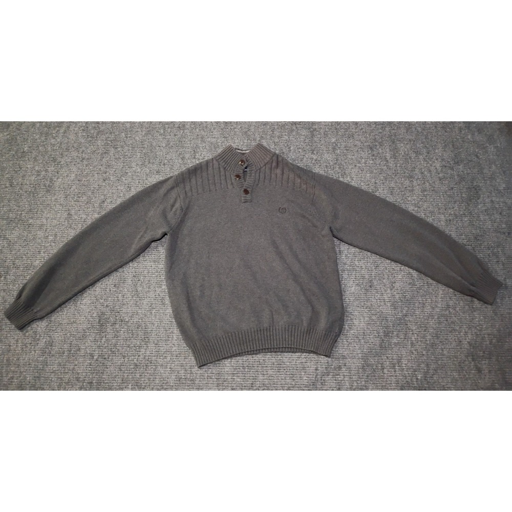 Vintage 2011 Izod Men's Button Mock-Neck Gray Sweater Size XL